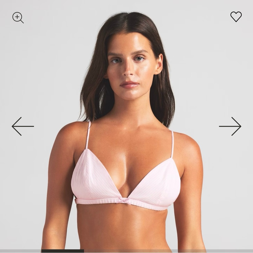 SKIMS TRIANGLE BRALETTE - COTTON POPLIN - CHERRY BLOSSOM STRIPE - L - Picture 5 of 11